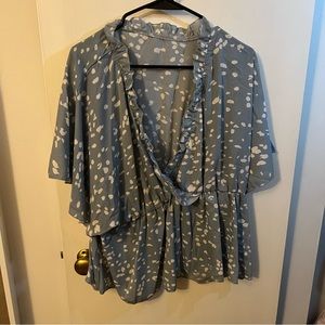 BLUE POLKA DOT BLOUSE, size 1x